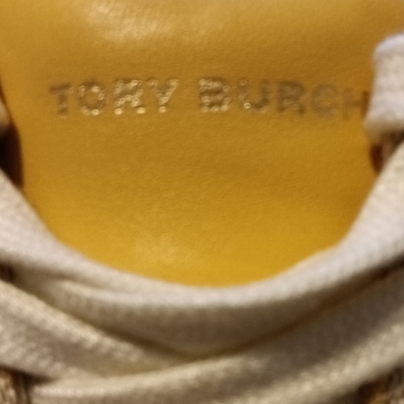 NEW Tory Burch Howell T Monogram Gold Thread Jacquard & Calf Leather Sne… - Picture 11 of 14